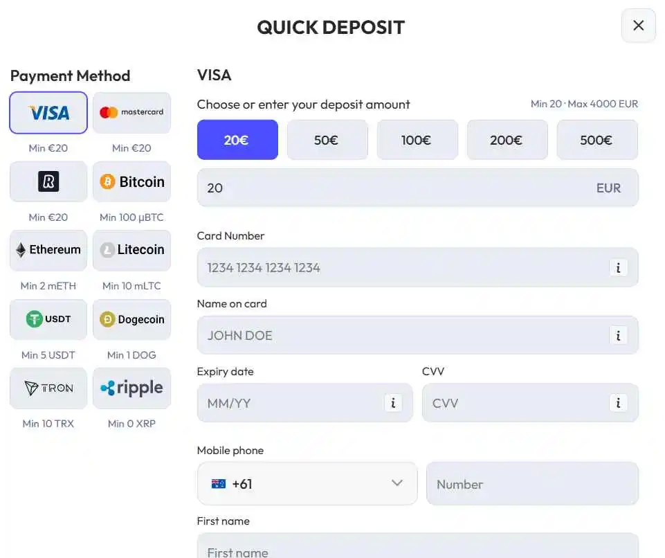spinrise payment methods