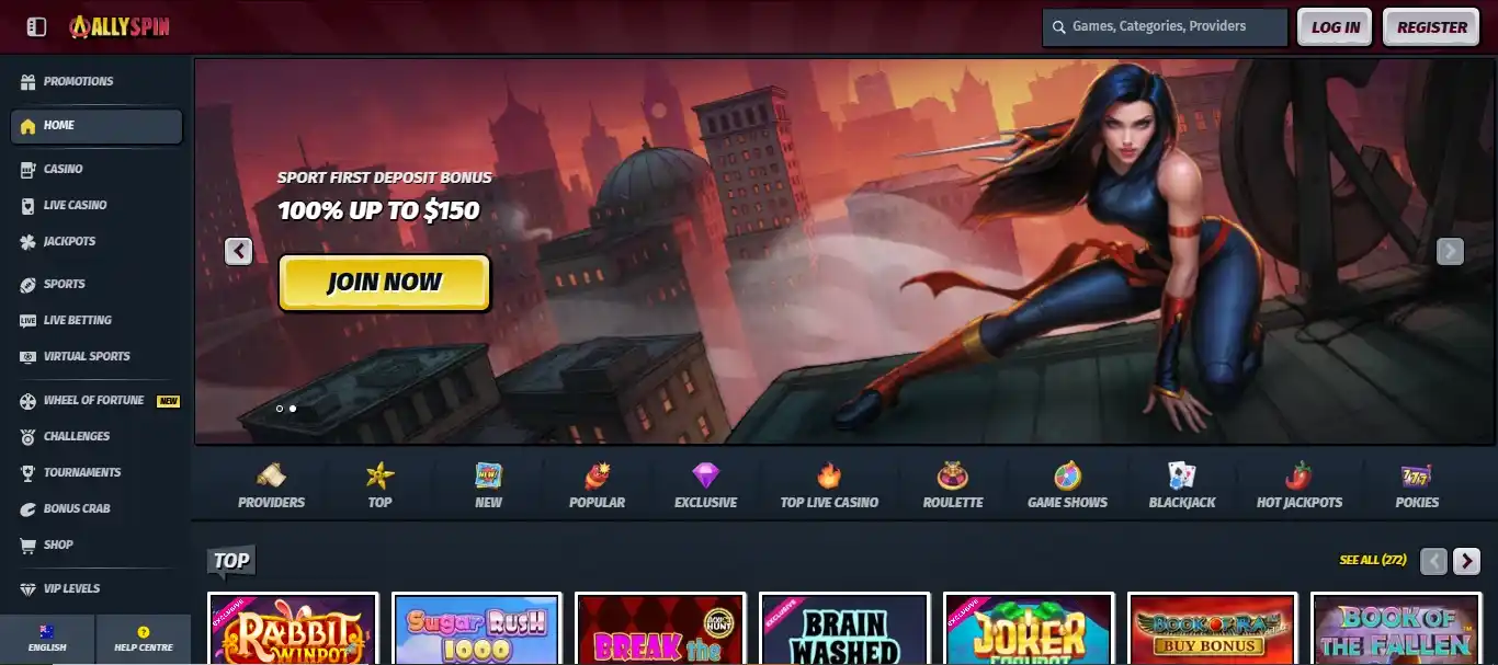 allyspin casino main page