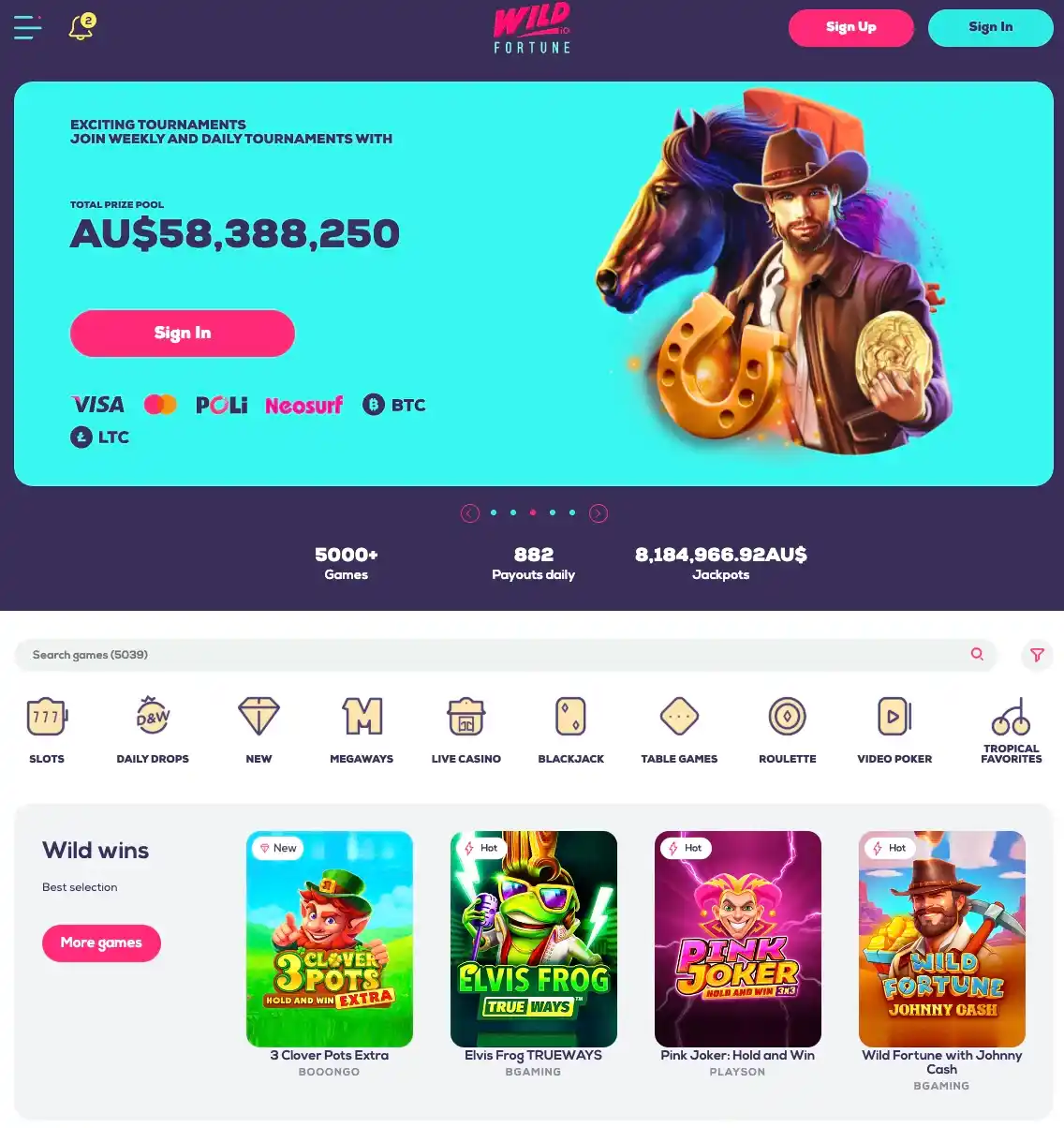 wild fortune casino main page